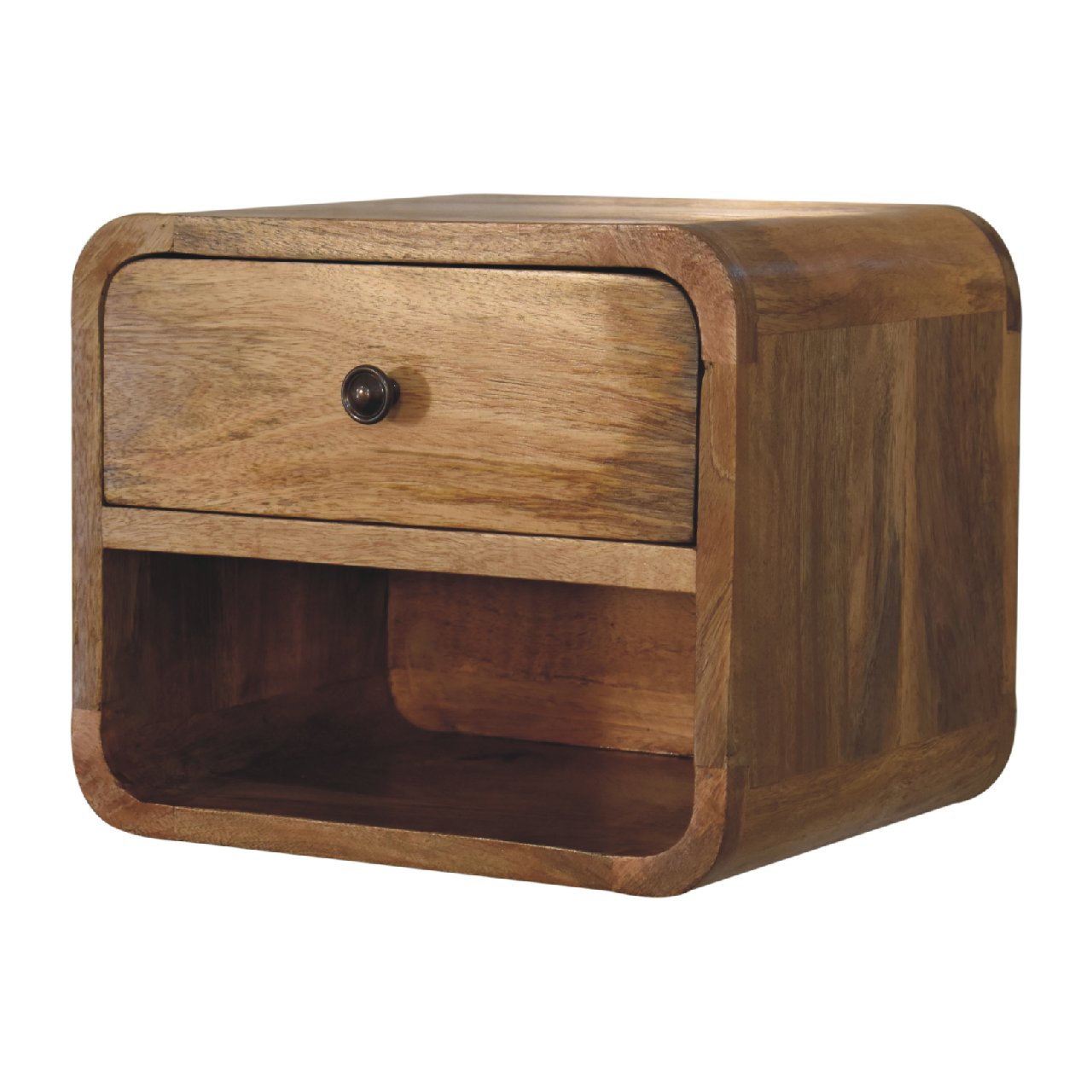 Solid Wood Mini Oak-ish Floating Open Bedside Table