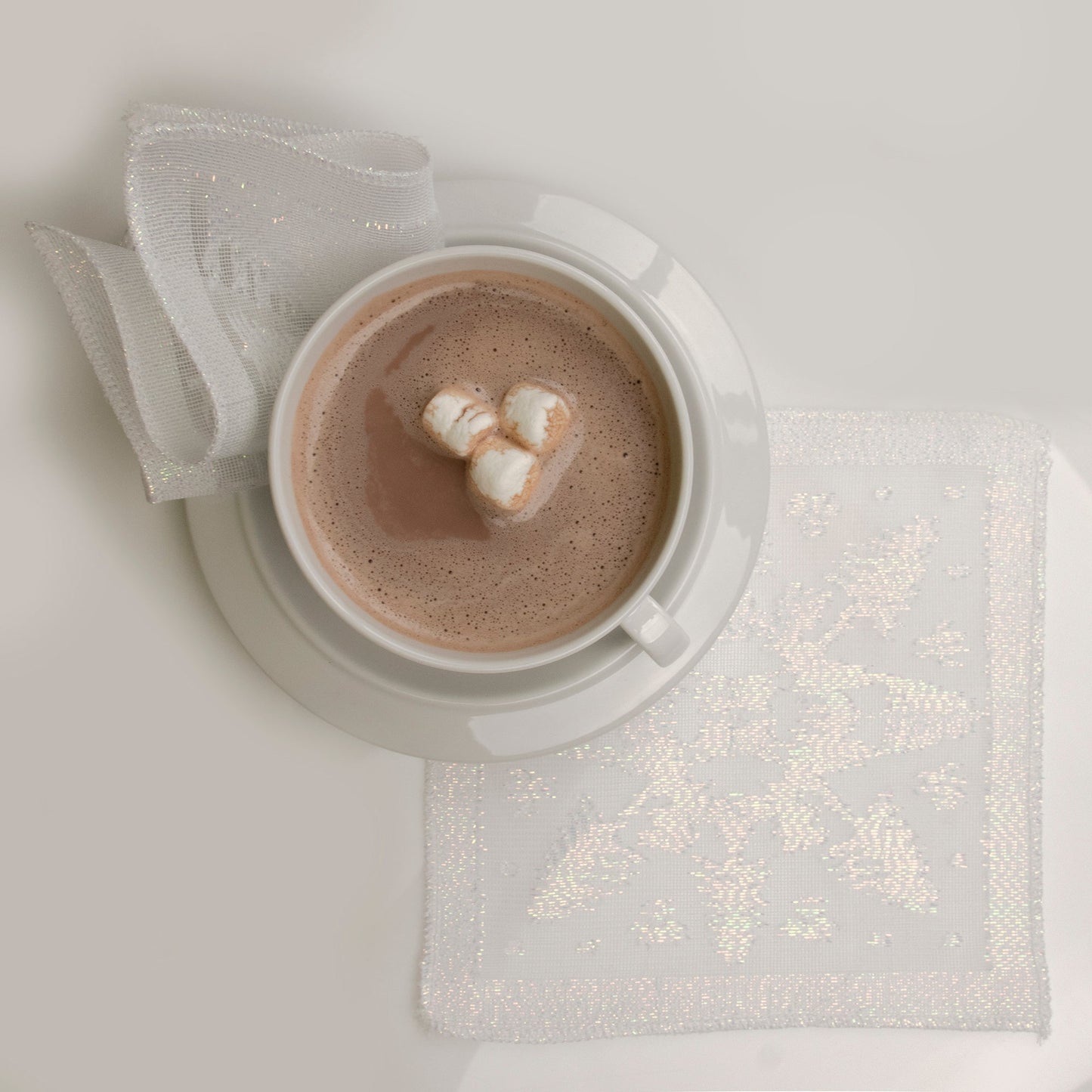 Prince of Scots Scottish White Leno Gauze Cocktail Napkins ~ Snow Lurex ~ - Osadia Concept Store