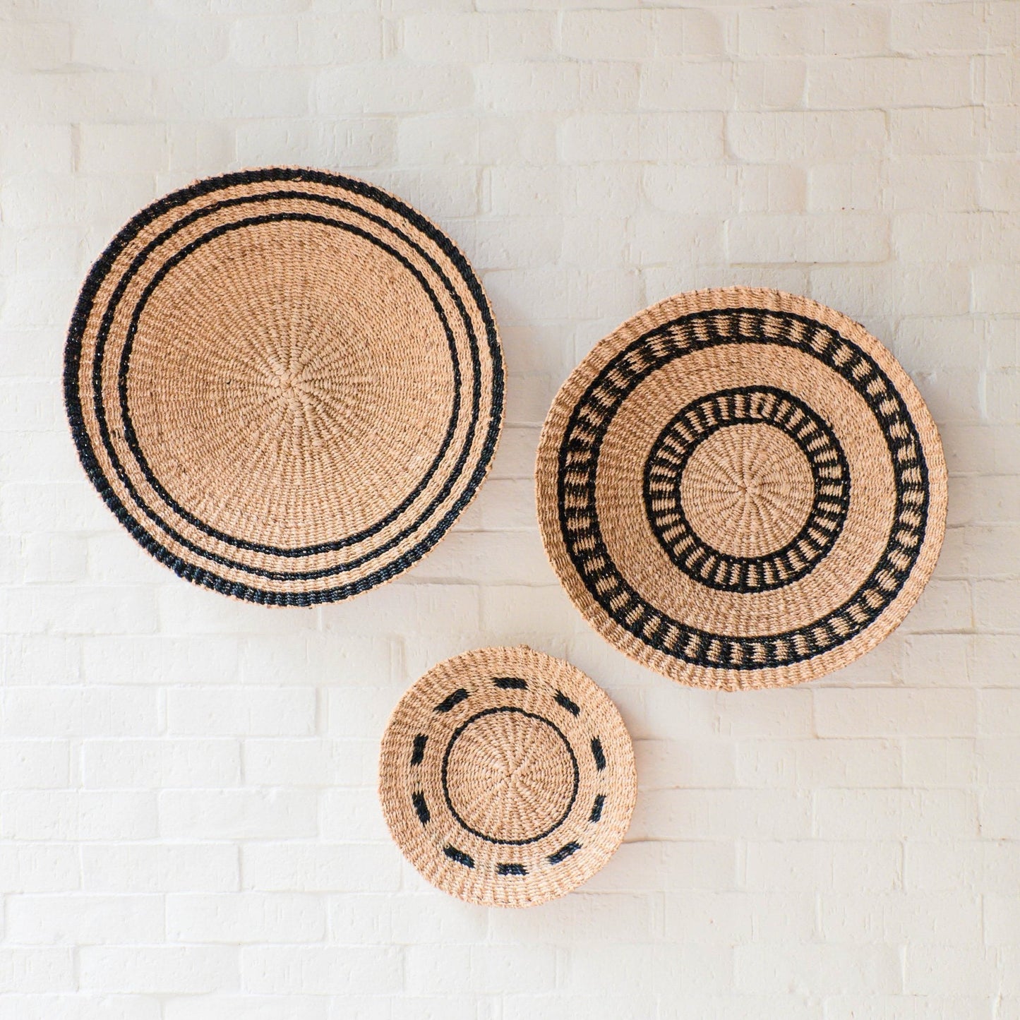 Natural + Black Wall Baskets, Medium