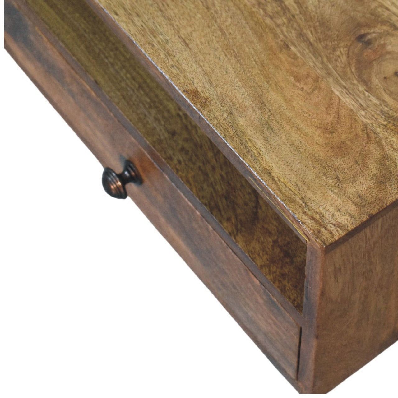Solid Wood Amber Open Media Unit