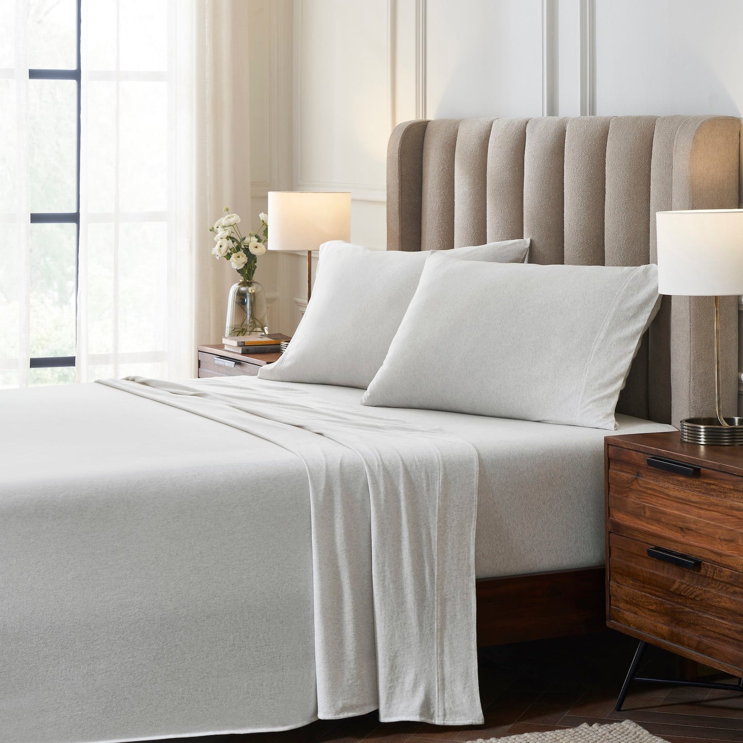 Halston Cotton Melange Jersey Sheet Set
