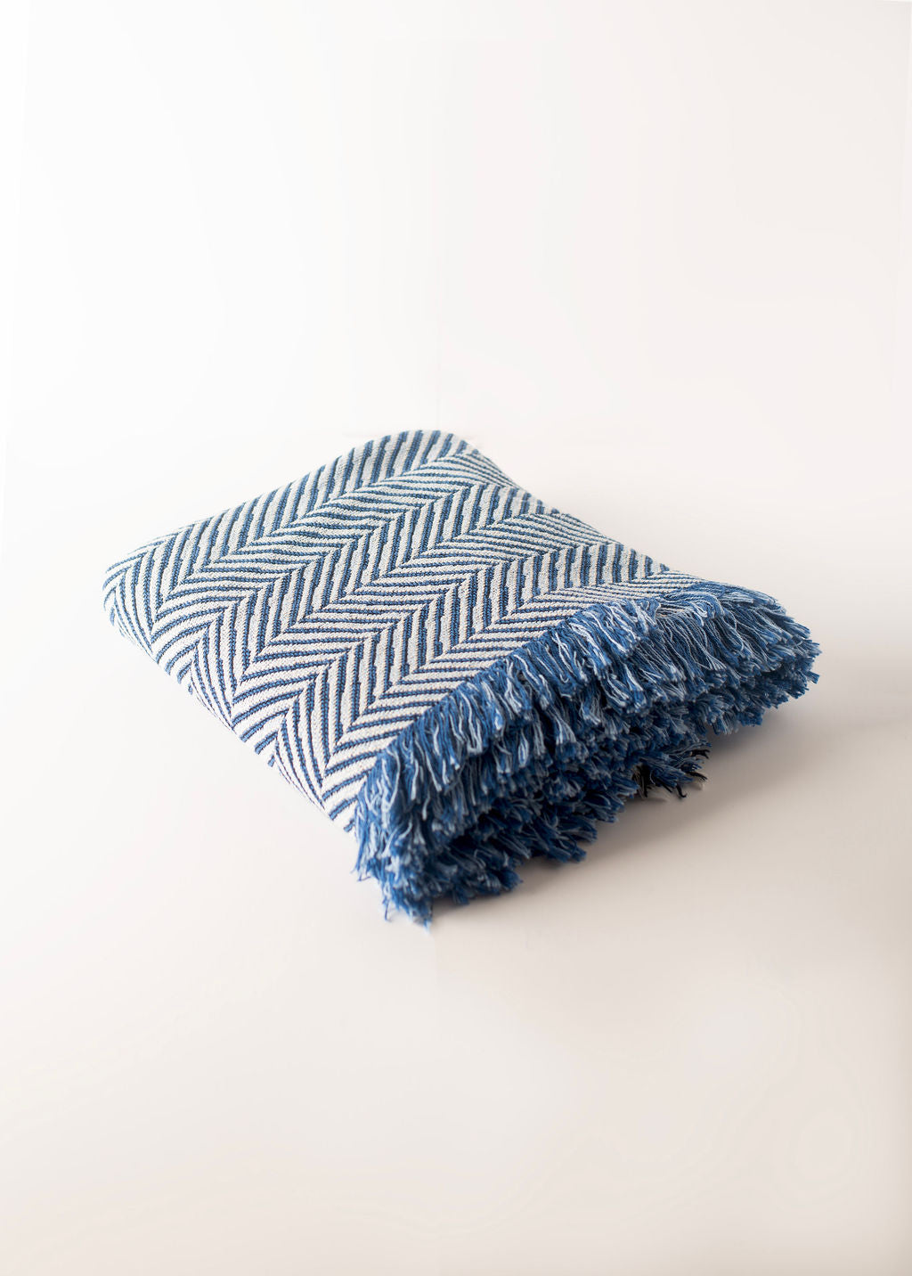Blue Herringbone Jacquard Woven Throw