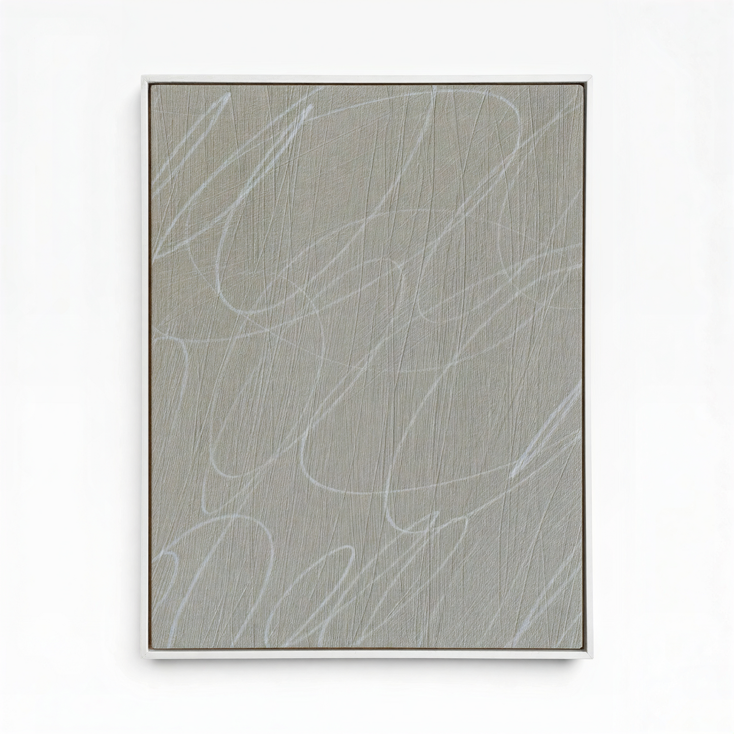 Gestural Marks in Fog Framed Canvas Wall Art
