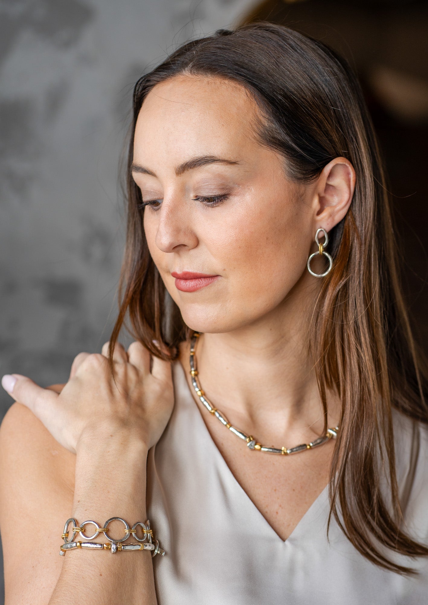 Mixed Metal Organic Bead Necklace