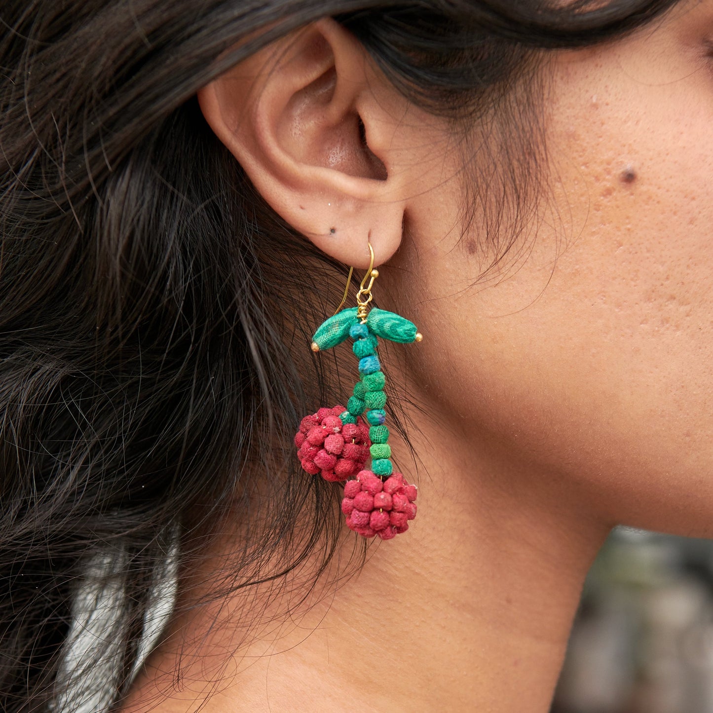 Kantha Cherry Earrings