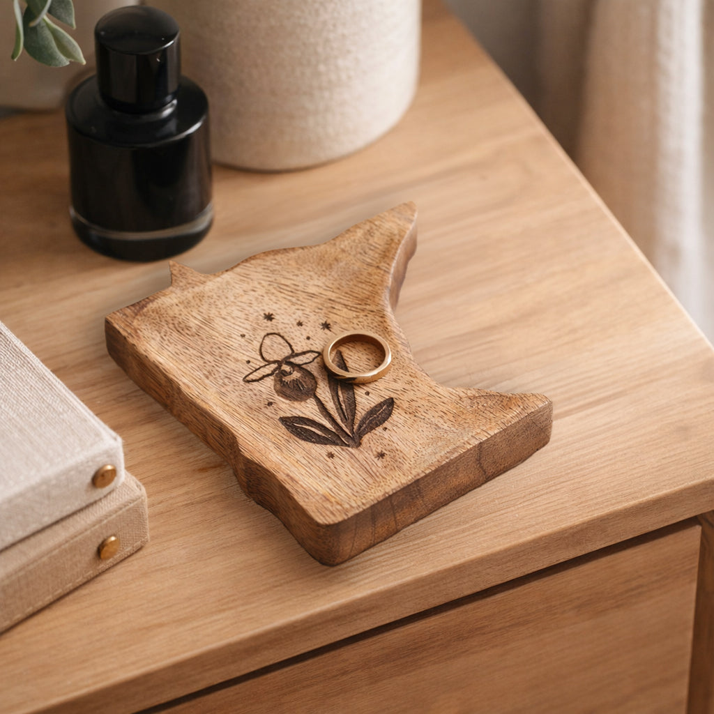 Minnesota State Lady Slipper Trinket Dish - Mango Wood