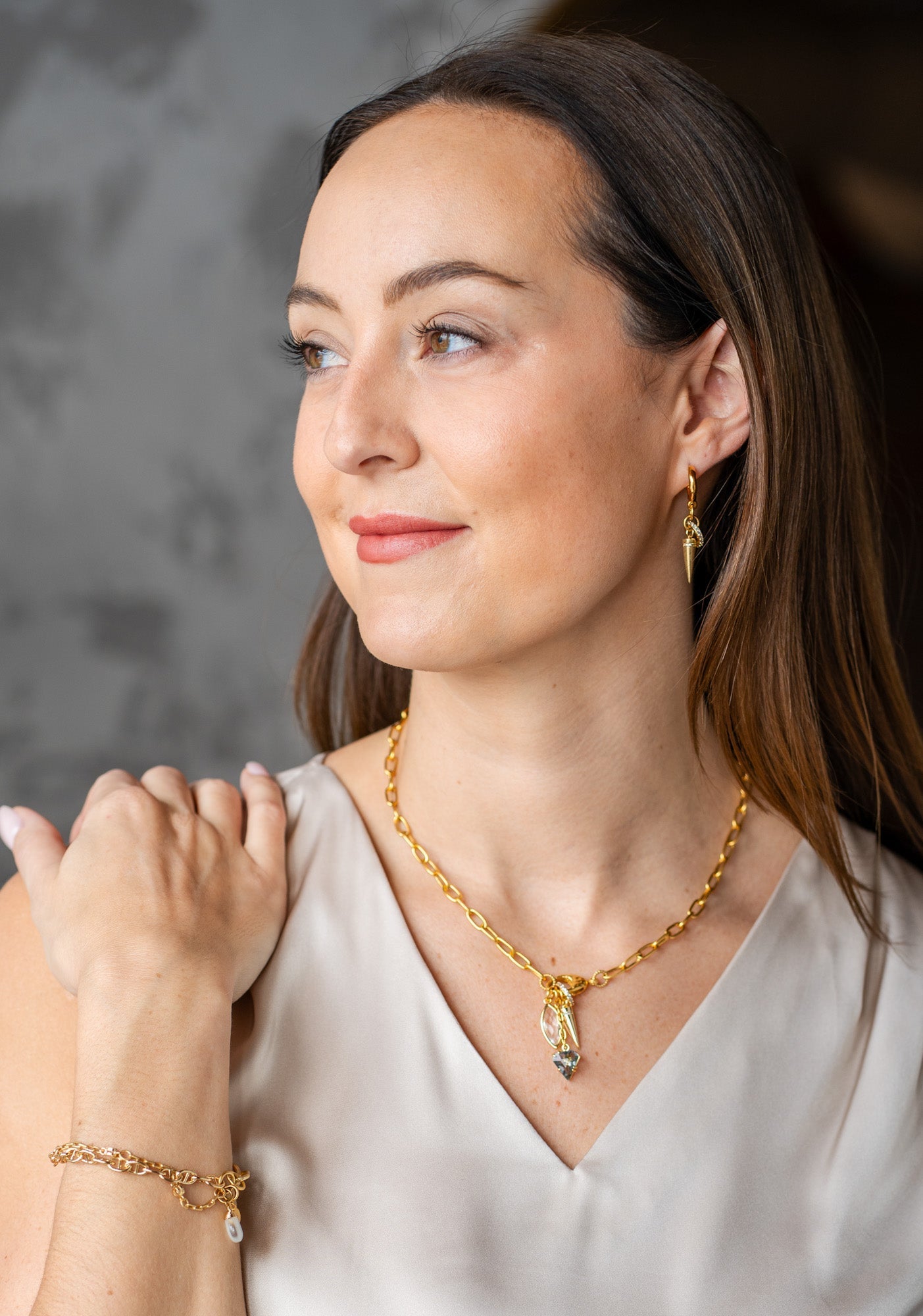 Marquise & Spike Drop Necklace