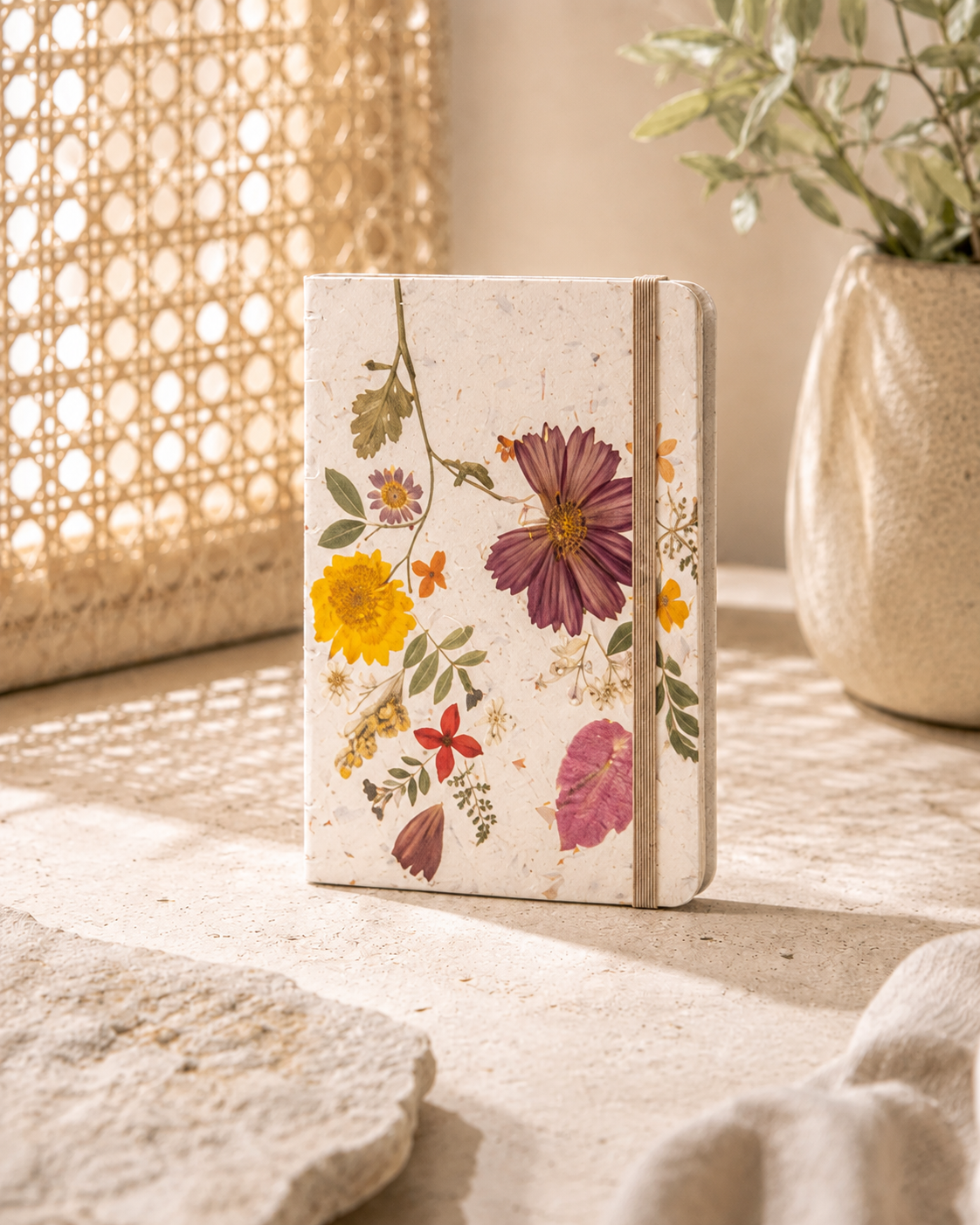 Handcrafted Journal with Pressed Flowers 5x8