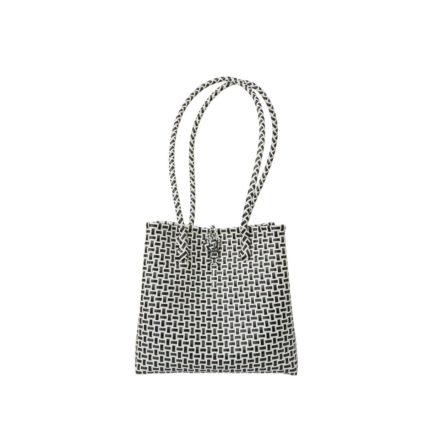 Midi Ella Handwoven Tote · Checker Recycled Plastic