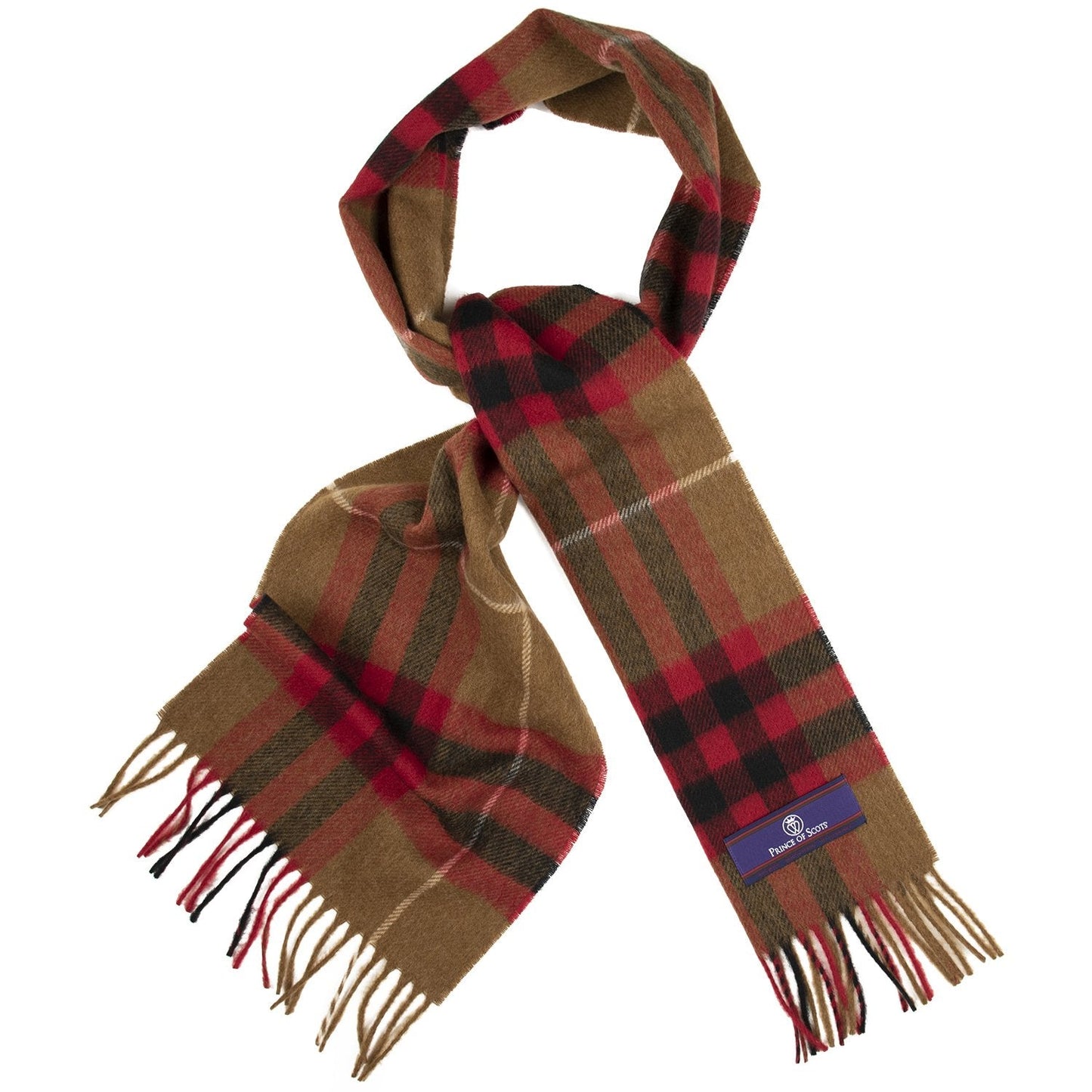 Prince of Scots Heritage Plaid Fringed Merino Wool Scarf (Cambridge Camel) - Osadia Concept Store