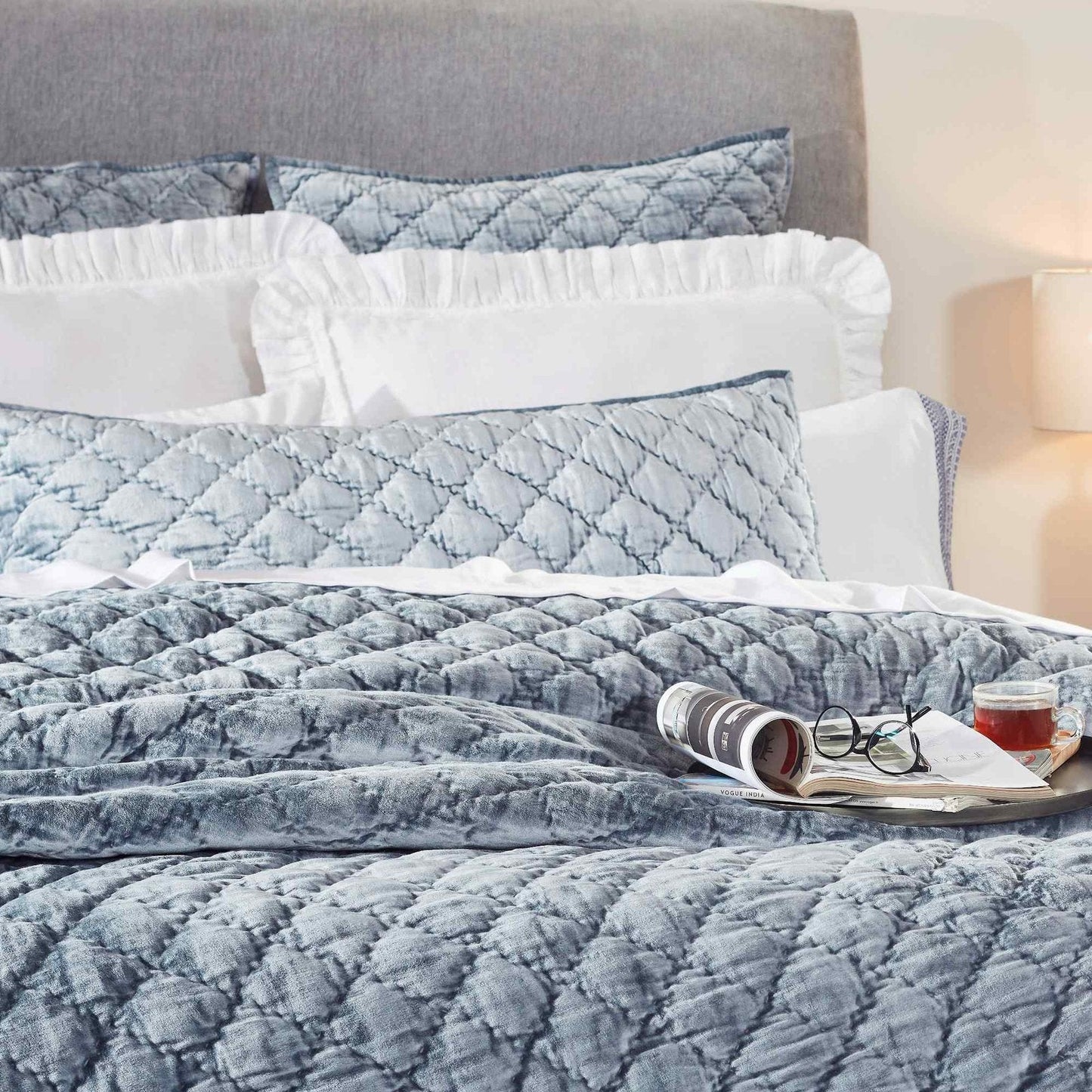 Clermont Diamond Velvet Quilt - Clearance