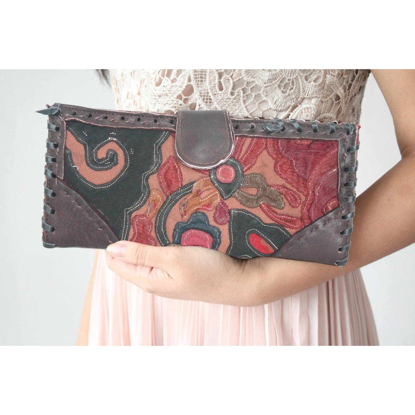 Upcycled Antique Applique Wallet - Thailand