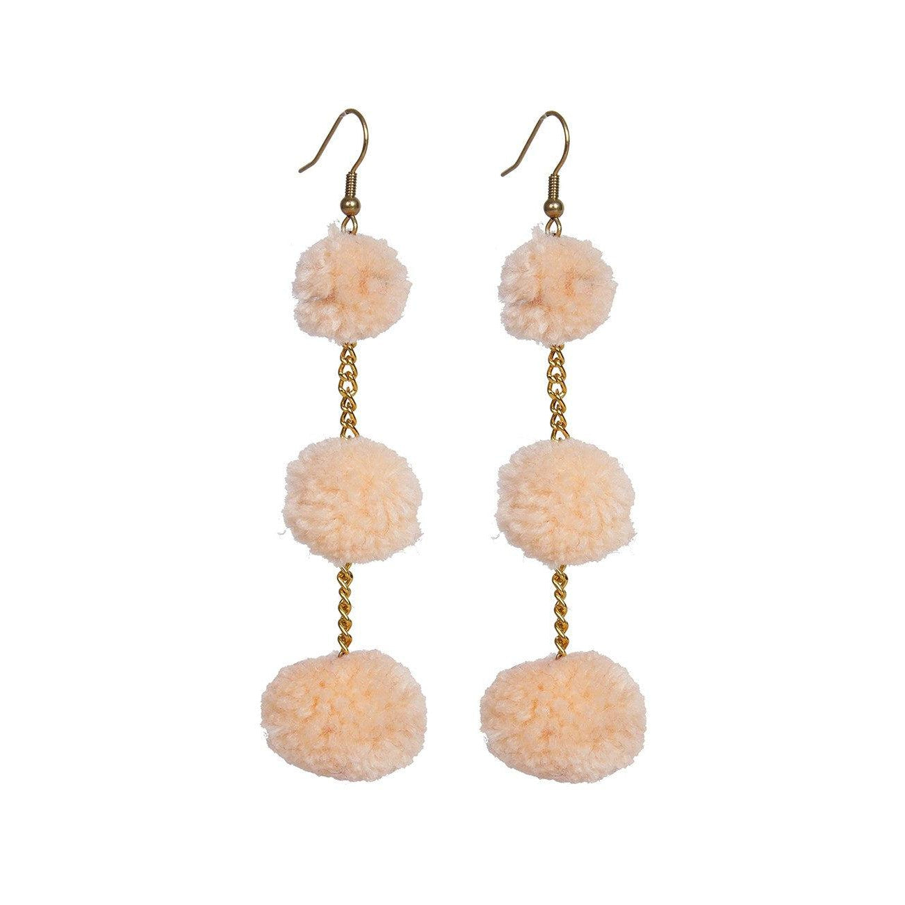 Pom Pom Brass Chain Earrings - Thailand