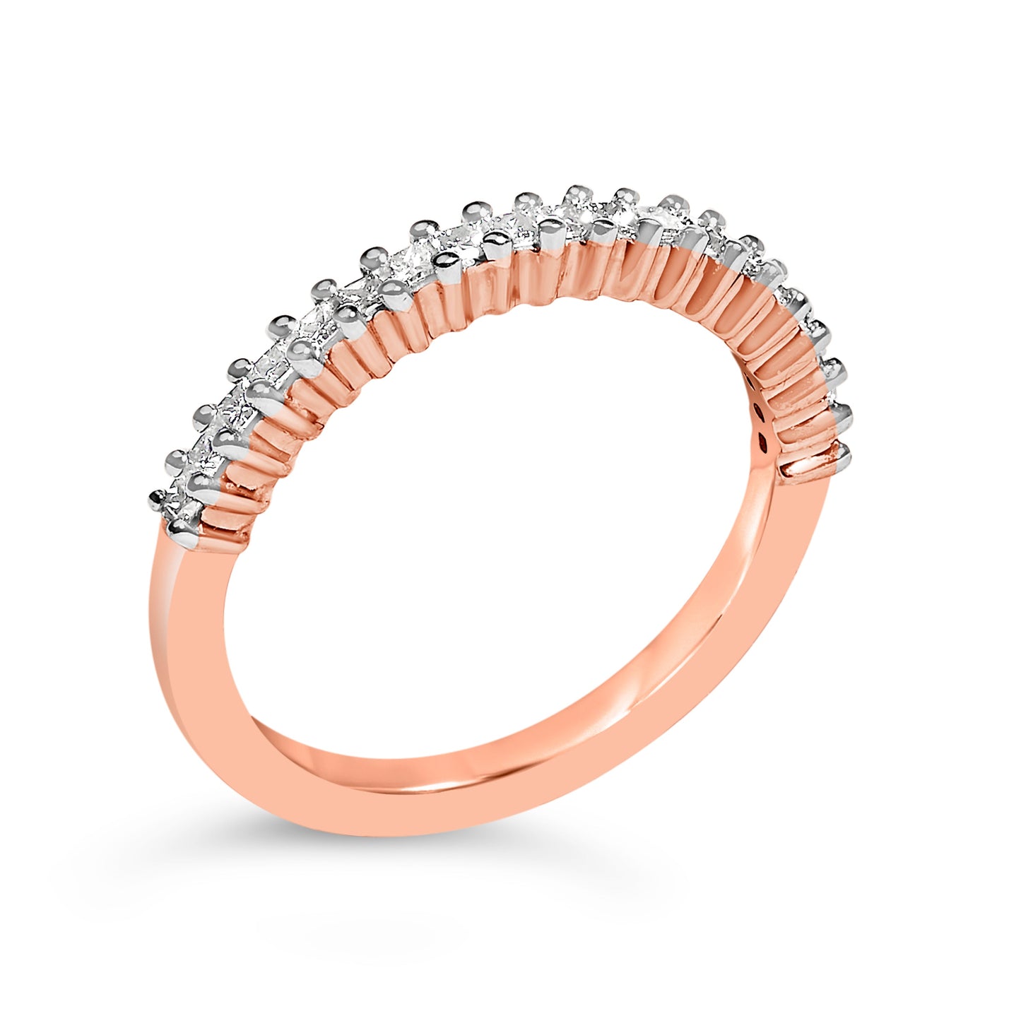 10K Rose Gold Plated Sterling Silver 1/3 Cttw Diamond Band Ring