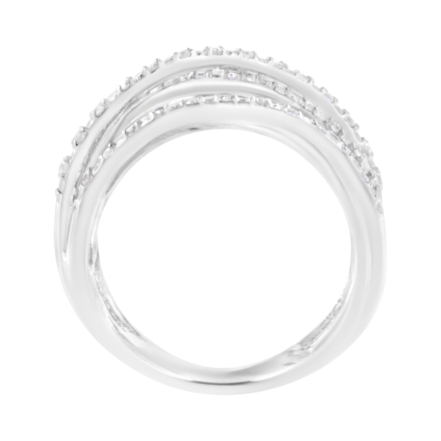 .925 Sterling Silver 1/4 Cttw Prong Set Round-Cut Diamond Bypass Ring (I-J Color, I1-I2 Clarity) - Size 7