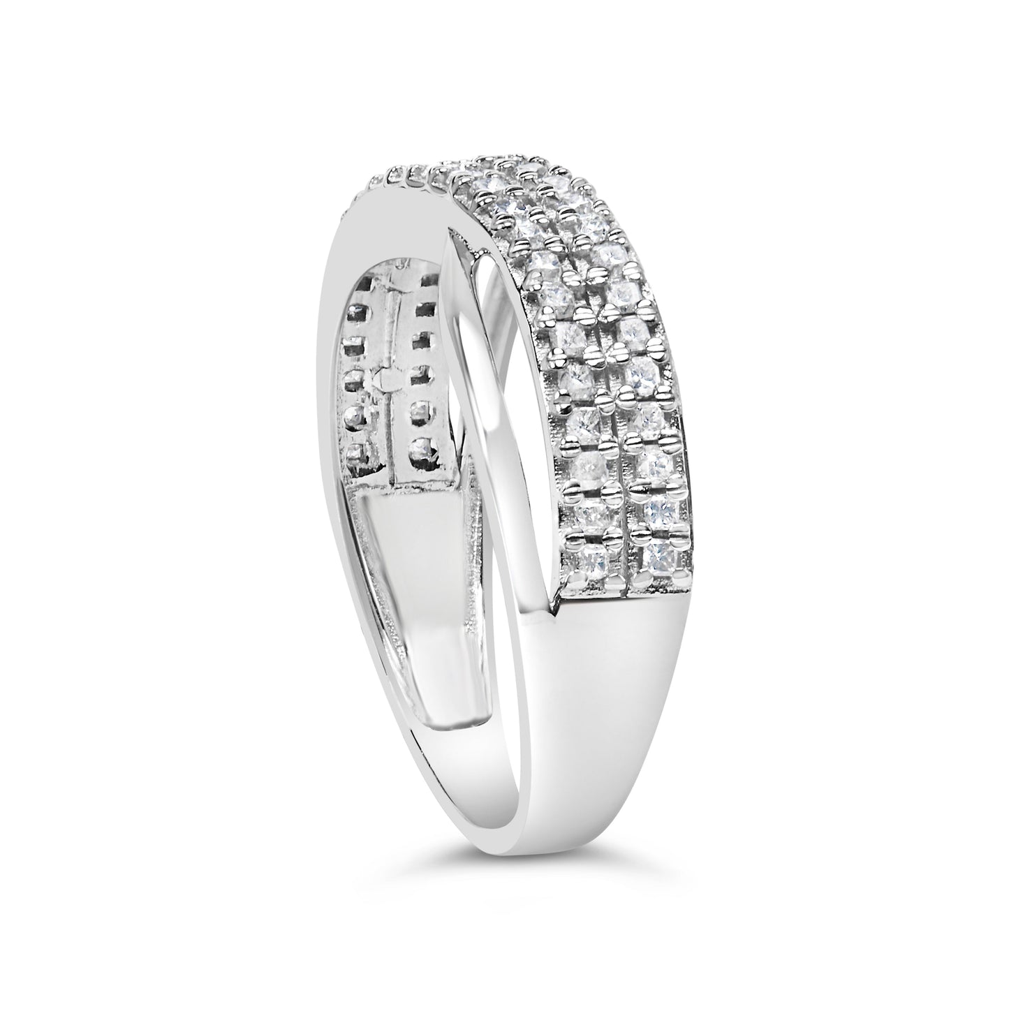 10K White Gold 1/2 Cttw Princess Diamond Split Shank Band Ring