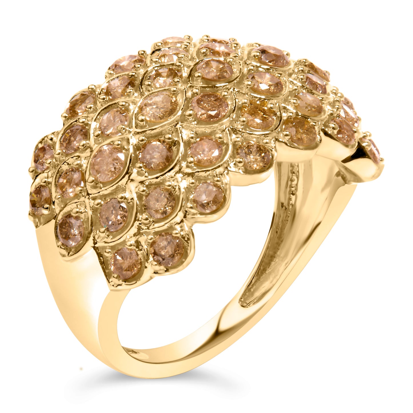 10K Yellow Gold 2.0 Cttw Brown Diamond Teardrop Design Cocktail Ring