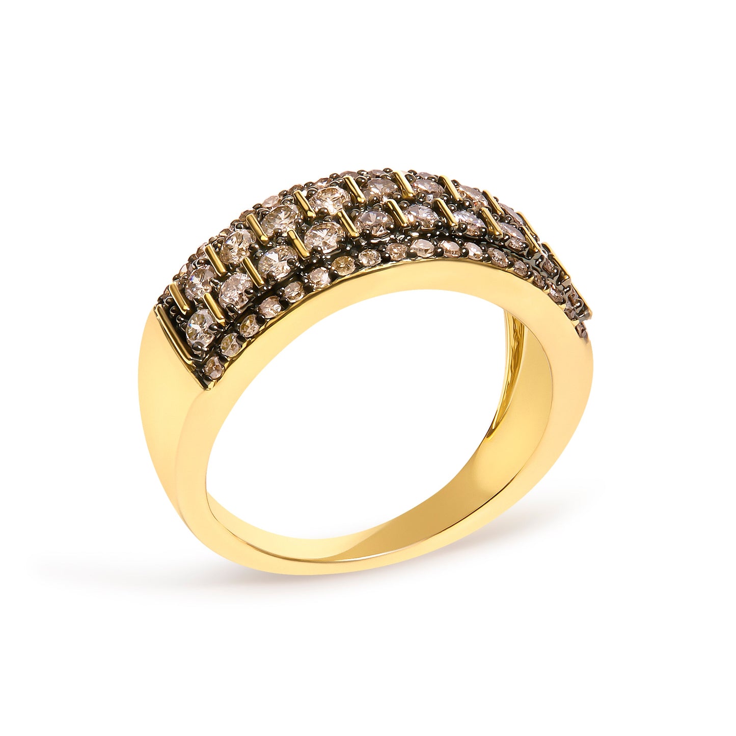 10K Yellow Gold Plated .925 Sterling Silver 3/4 cttw Champagne Diamond Band Ring