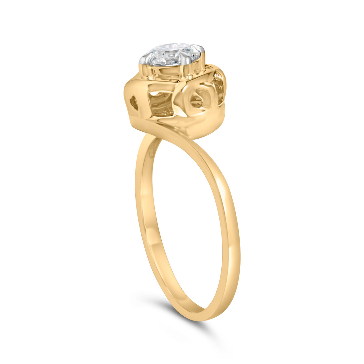10K Yellow Gold Plated Sterling Silver 1/2 Cttw Lab Grown Diamond Woven Solitaire Ring
