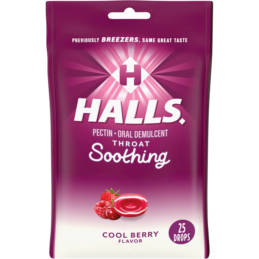 Halls Drops, Cool Berry Flavor, Throat Soothing