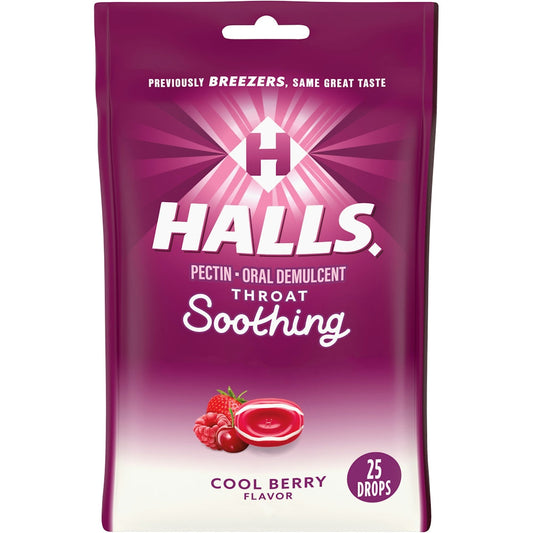 Halls Drops, Cool Berry Flavor, Throat Soothing