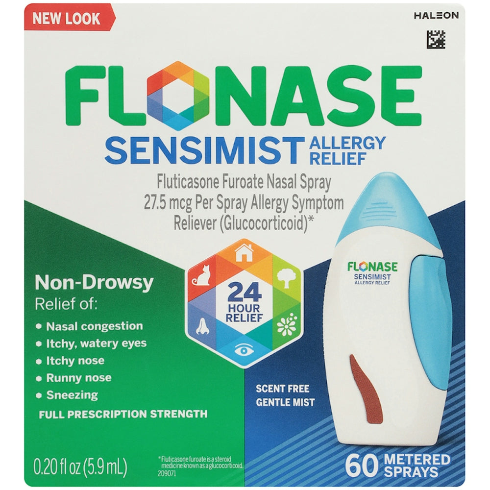 Flonase Sensimist 24hr Allergy Relief Nasal Spray - Gentle Mist, Scent-Free, 60 Sprays, 0.20 Fl Oz