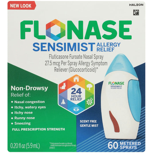 Flonase Sensimist 24hr Allergy Relief Nasal Spray - Gentle Mist, Scent-Free, 60 Sprays, 0.20 Fl Oz