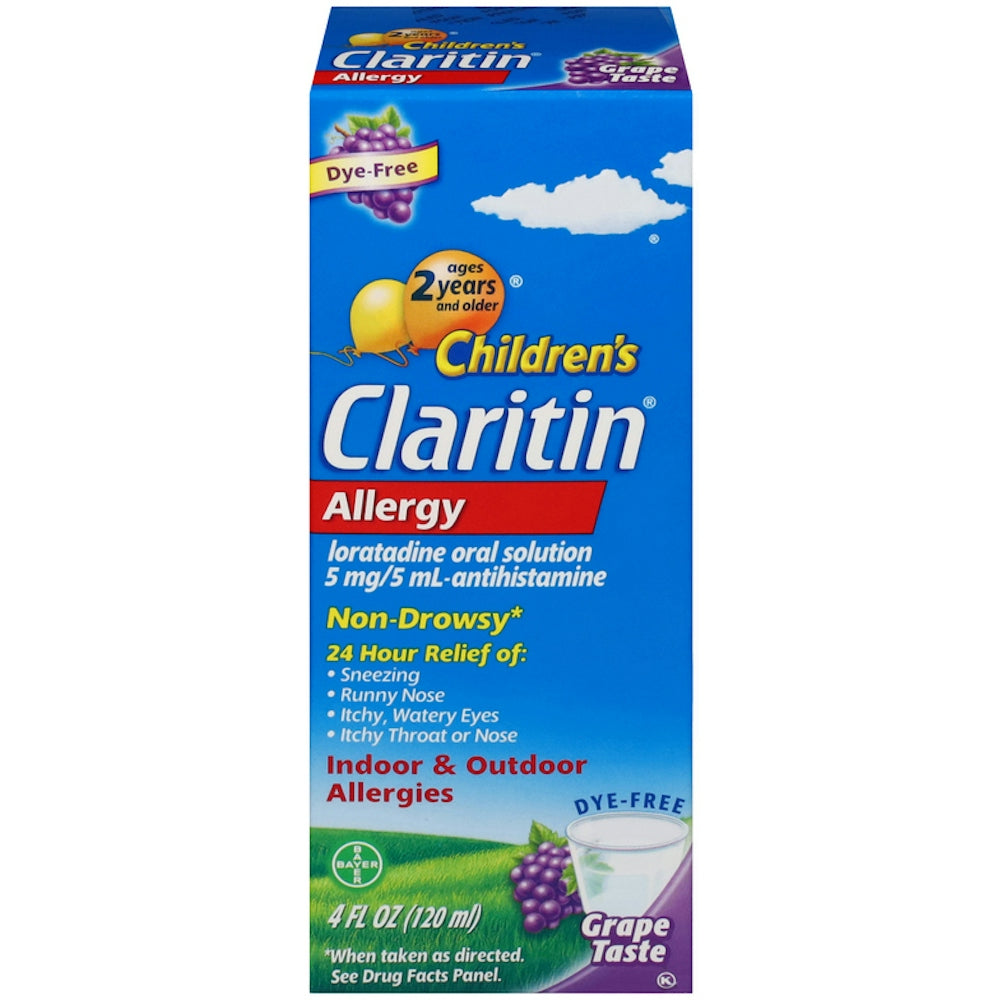 Claritin Children's 24 Hour Non Drowsy Allergy Grape Oral Solution, Loratadine 5 Mg/5 M L Antihistamine, 5 Mg/ 5 M L, 4 Fl Oz