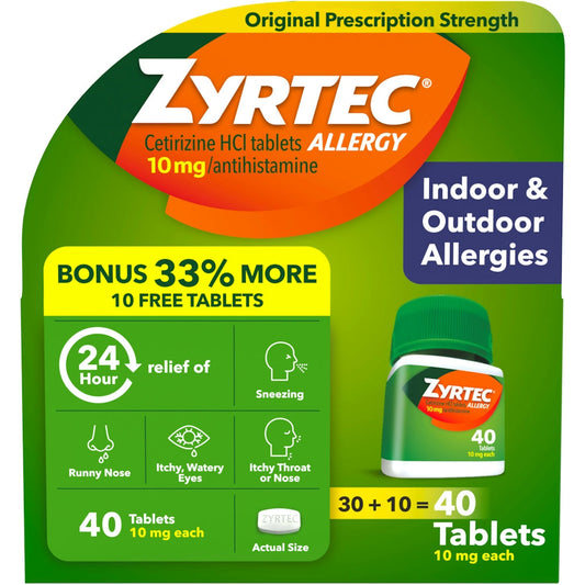 Zyrtec Indoor Outdoor Allergy Relief Tablets, 10 Mg