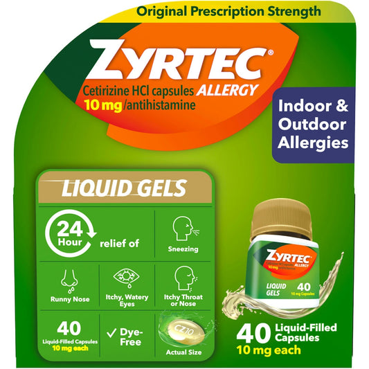Zyrtec 24 Hour Allergy Relief Antihistamine Liquid Gels