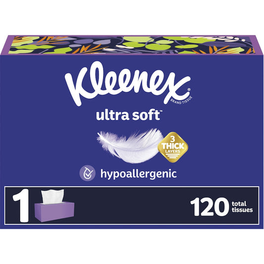 Kleenex Ultra Soft Facial Tissues Flat Box 3 Ply
