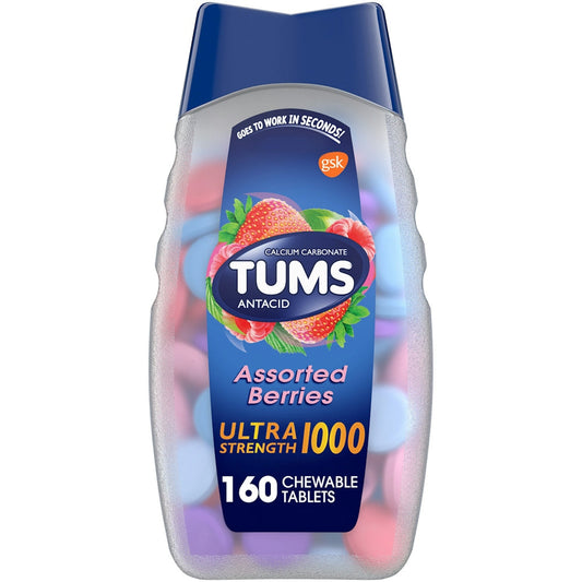 Tums Ultra Strength Chewable Antacid Tablets For Heartburn Relief, Assorted Berries