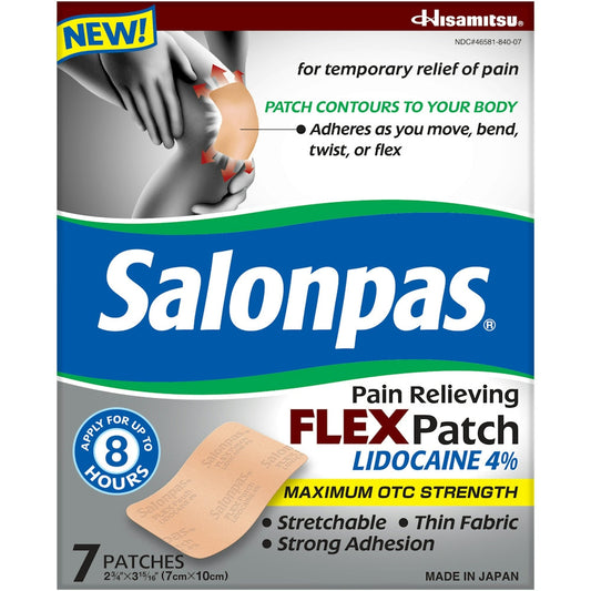 Salonpas Lidocaine 4% Pain Relieving Flex Patch - 7ct