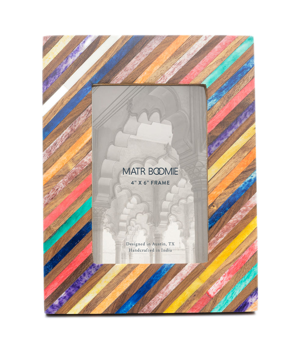 Banka Mundi 4x6 Multicolor Picture Frame - Bone, Wood Handmade - Osadia Concept Store