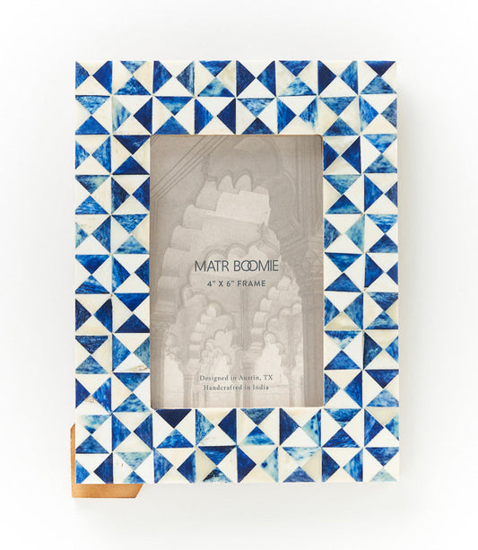 Varuna 4x6 Cobalt Picture Frame - Fair Trade Carved Bone - Osadia Concept Store