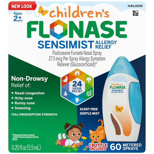 Flonase Children's Sensimist 24hr Allergy Relief Nasal Spray, Gentle Mist, Scent-Free, 60 Sprays
