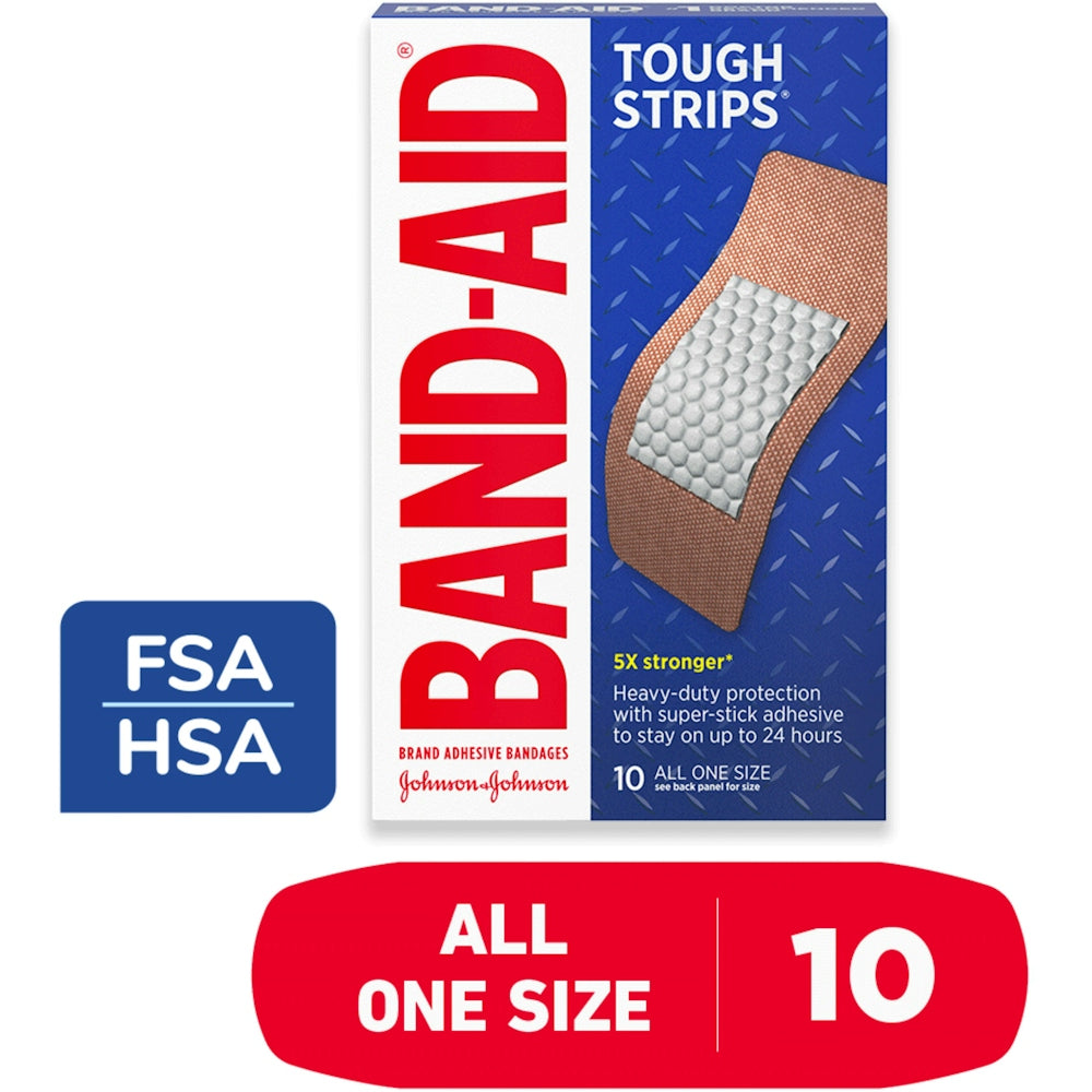 Band-Aid Brand Extra Large Tough StripsAll One Size Adhesive Bandages 10 Ct Box