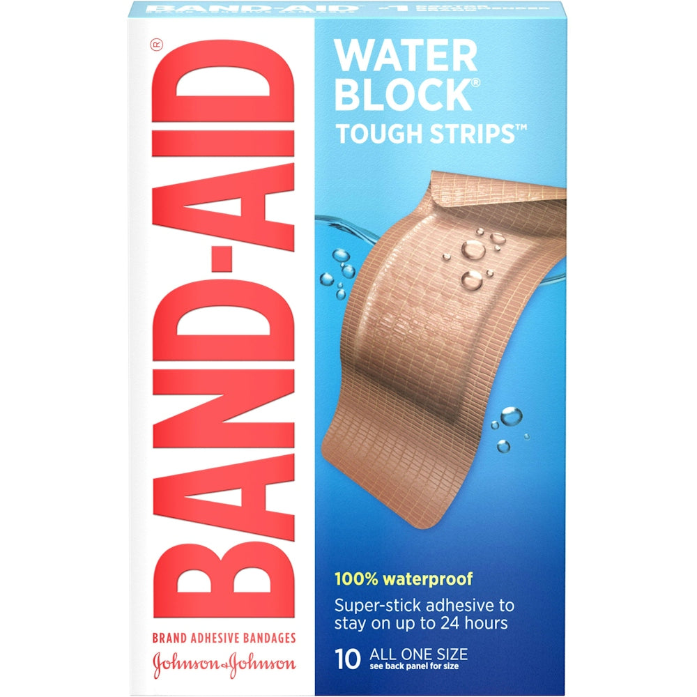 Band-Aid Brand Water Block Bandages, Adhesive, Tough Strips, All One Size