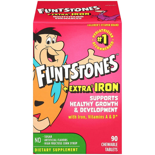Flintstones Plus Extra Iron Multivitamin Chewable Tablets 90ct