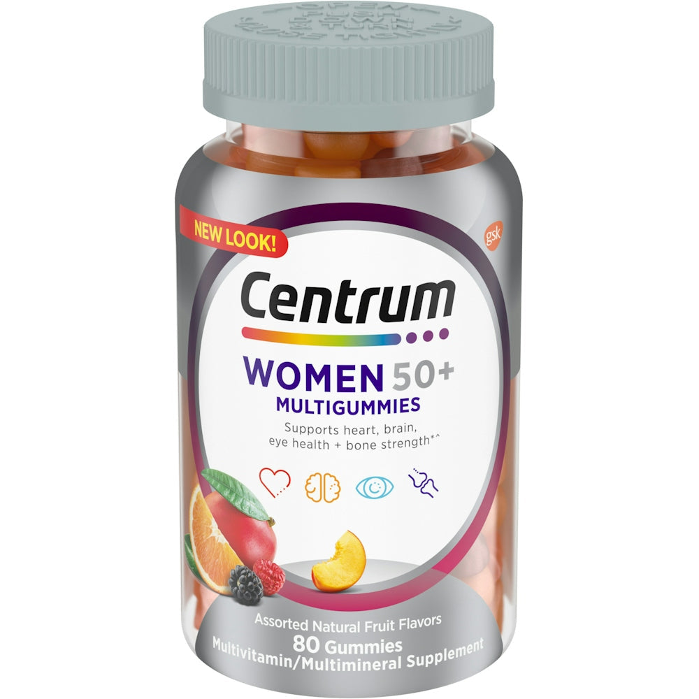 Centrum Multivitamin/Multimineral Supplement, Women 50+, Assorted Natural Fruit Flavors, Gummies