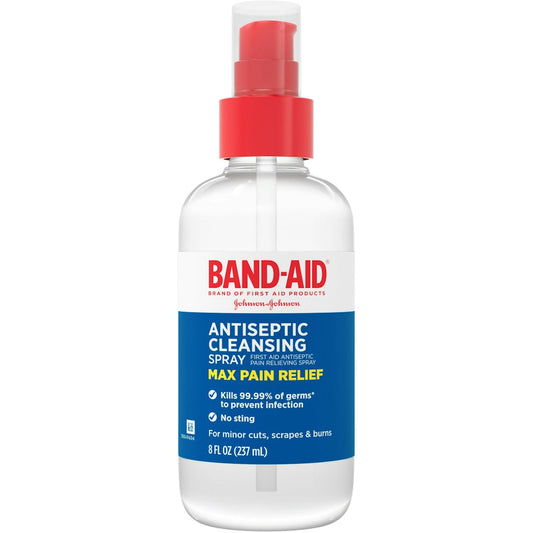 Band-Aid Antiseptic Cleansing Spray, Max Pain Relief 8 Fl Oz
