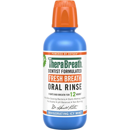 TheraBreath Oral Rinse, Fresh Invigorating Icy Mint 16 Fl Oz