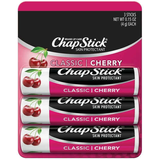 ChapStick Skin Protectant Classic Cherry Lip Balm, 3 Count, 0.15 Oz
