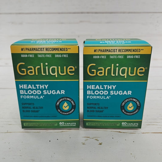 Garlique Garlic Extract Supplement Healthy Blood Sugar Support 6000MCG Allicin 60 Caplets