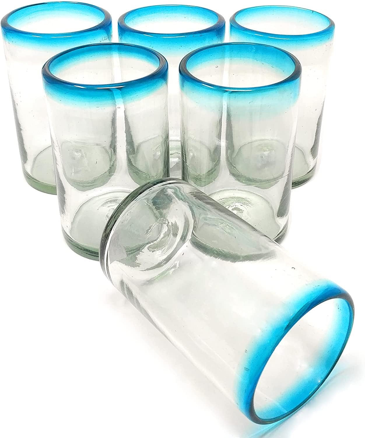 Aqua Rim Drinking Glasses - Set of 6