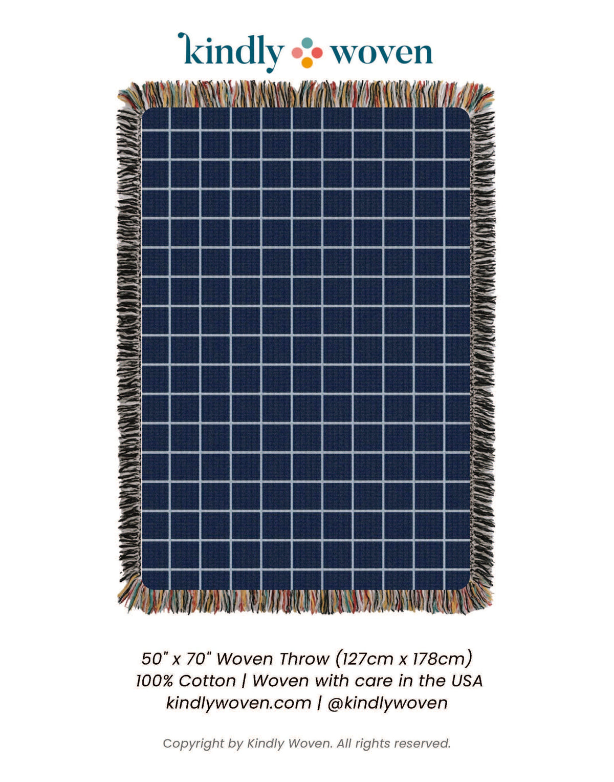 Blue Grid Jacquard Woven Throw