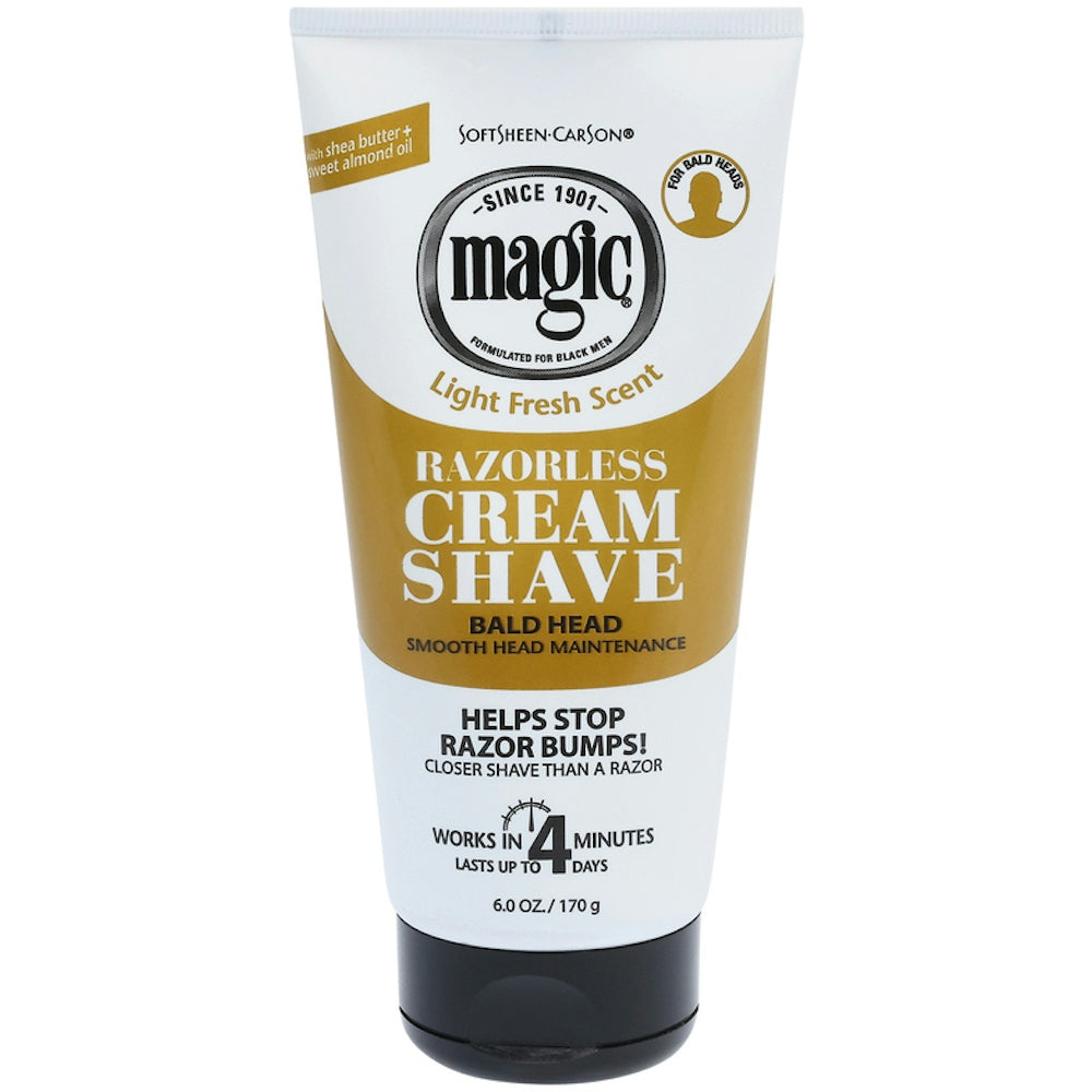Magic Razorless Cream Shave Hair Removal Depilatory For Smooth Bald Head Maintenance - 6oz