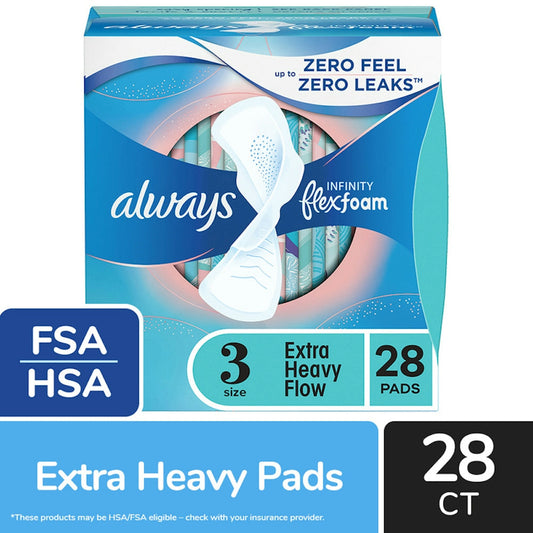 Always Infinity Size 3 Extra Heavy Flow Pads With Wings 28