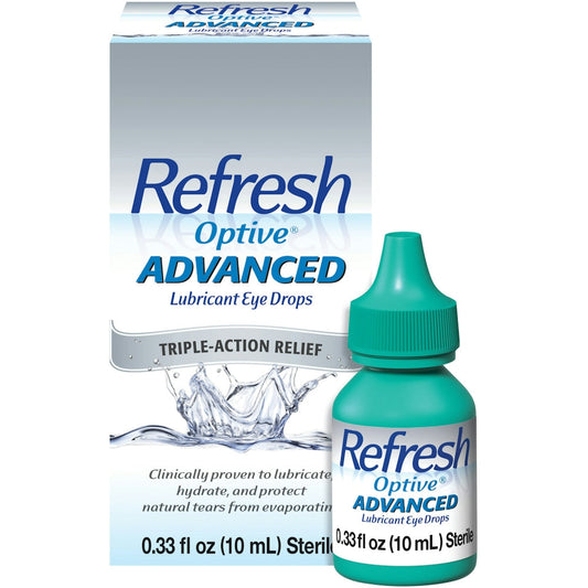 Refresh Optive, Eye Drops, Lubricant, Advanced, Triple-Action Relief, 0.33 Fl Oz