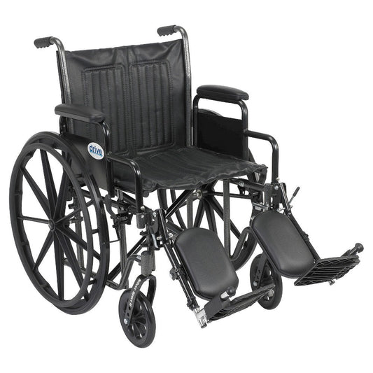 Drive Medical Silver Sport 2 Wheelchair, Detachable Desk Arms, Elevating Leg Rests, 20" Seat